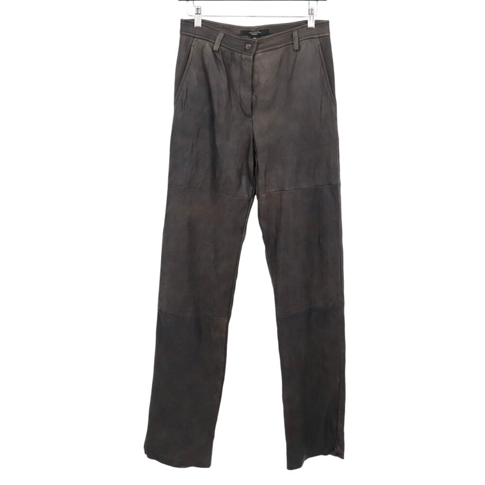 Max Mara Leather Pants‎ Womens M Black Minimalist Grunge Avant-Garde Retro Edgy